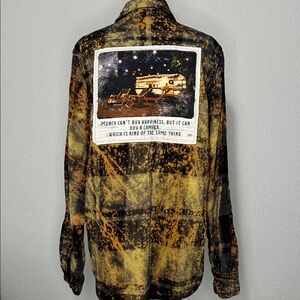 Angry Minnow Clothing Women’s Flannel Camping Happiness Plaid Button-Up Shirt ML